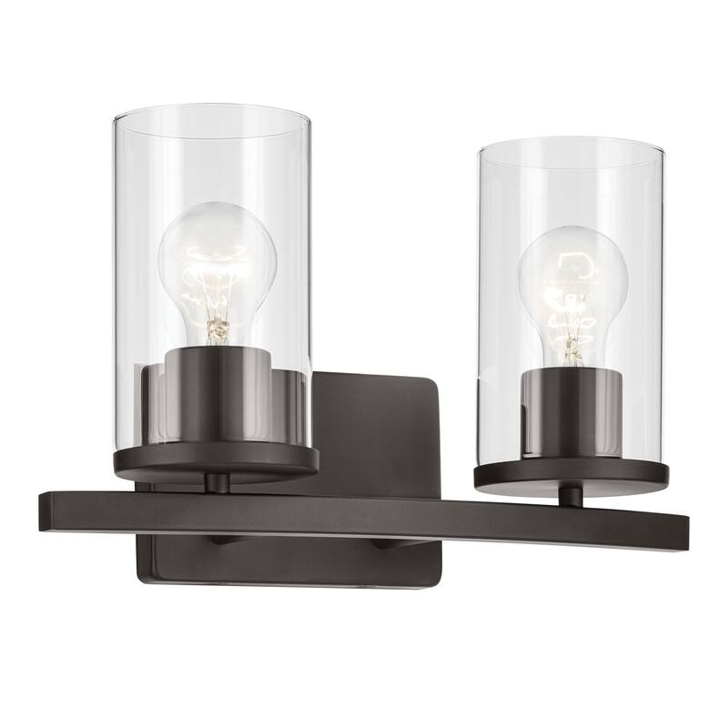 Kichler Lighting Crosby Bathroom Vanity Light with Clear Glass - Olde Bronze - 2-Light