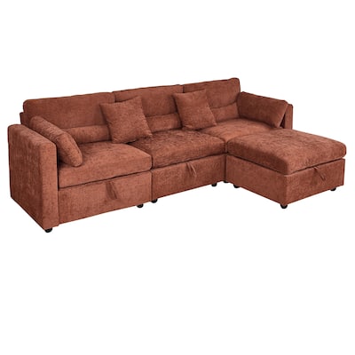Chenille Modular Sectional Sofa with Right-Arm Chaise & Middle Seat