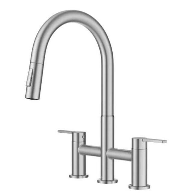 Kraus KPF-3122 Oletto 1.8 GPM Bridge Pull Down Kitchen Faucet - Spot Free Stainless Steel