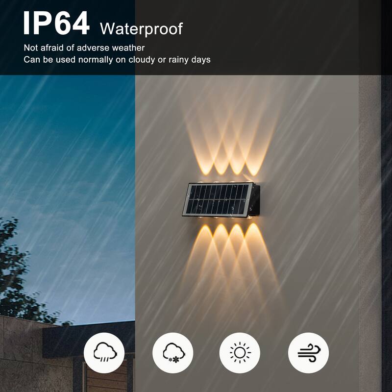 C Cattleya 2-Pack Solar LED Dusk to Dawn Outdoor Wall Sconce Light