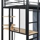 preview thumbnail 48 of 78, Modern Loft Bed with Desk & Wardrobe, Metal Loft Bed Frame with Shelves, USB Power Outlet, LED Light, for Kids Teens Adults