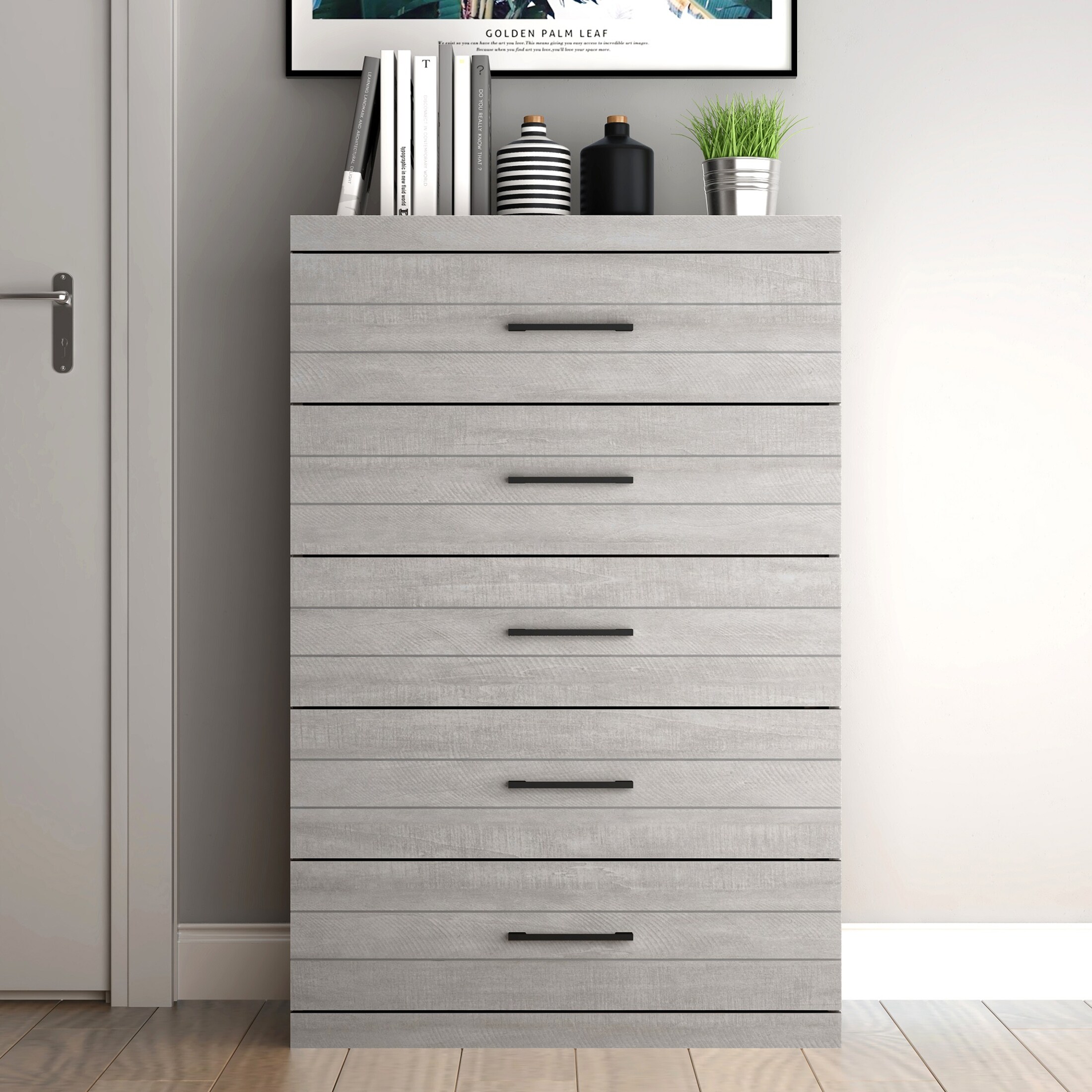 Grey 5 sales drawer dresser