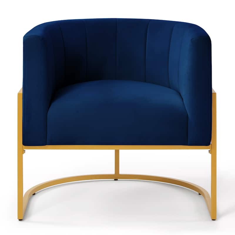 Upholstered Velvet Accent Chair with Golden Metal Stand,Leisure Chair with Curve Backrest
