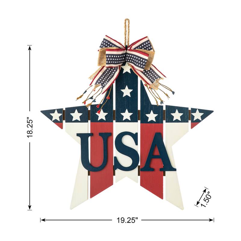 Glitzhome Patriotic/Americana Wooden Flag Sign Door Hangers Decor
