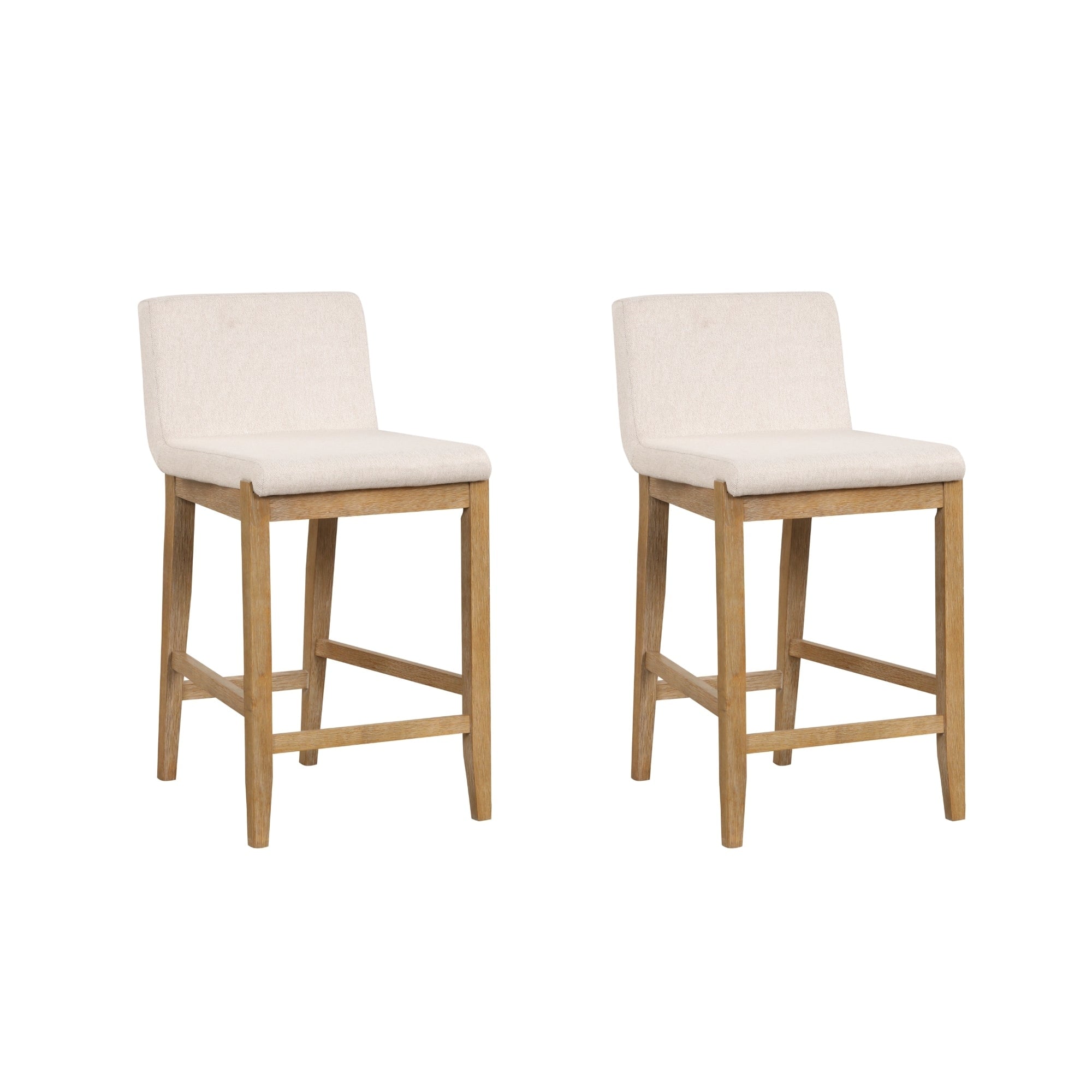 Gracie Modern Bar Stool, Boucle Upholstered Chair and Brushed Wooden Legs