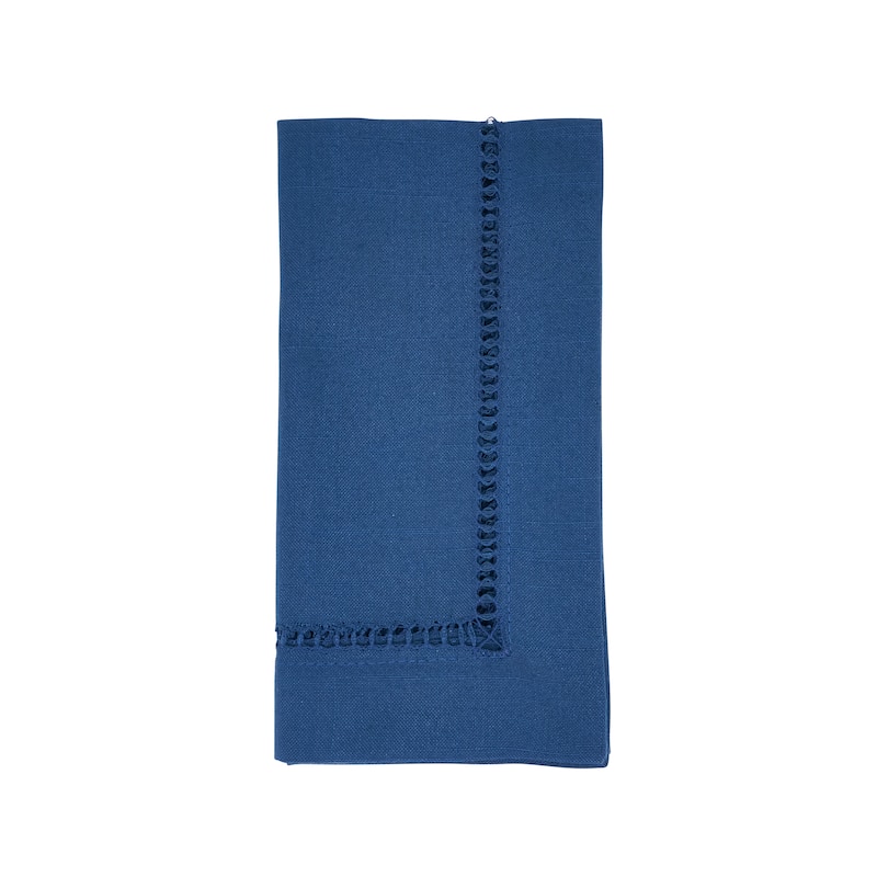 Decorative Napkins (Set of 12) - Stitched Border Detail for Dining and Entertaining - Set of 12 - 20"x20" - Navy Blue