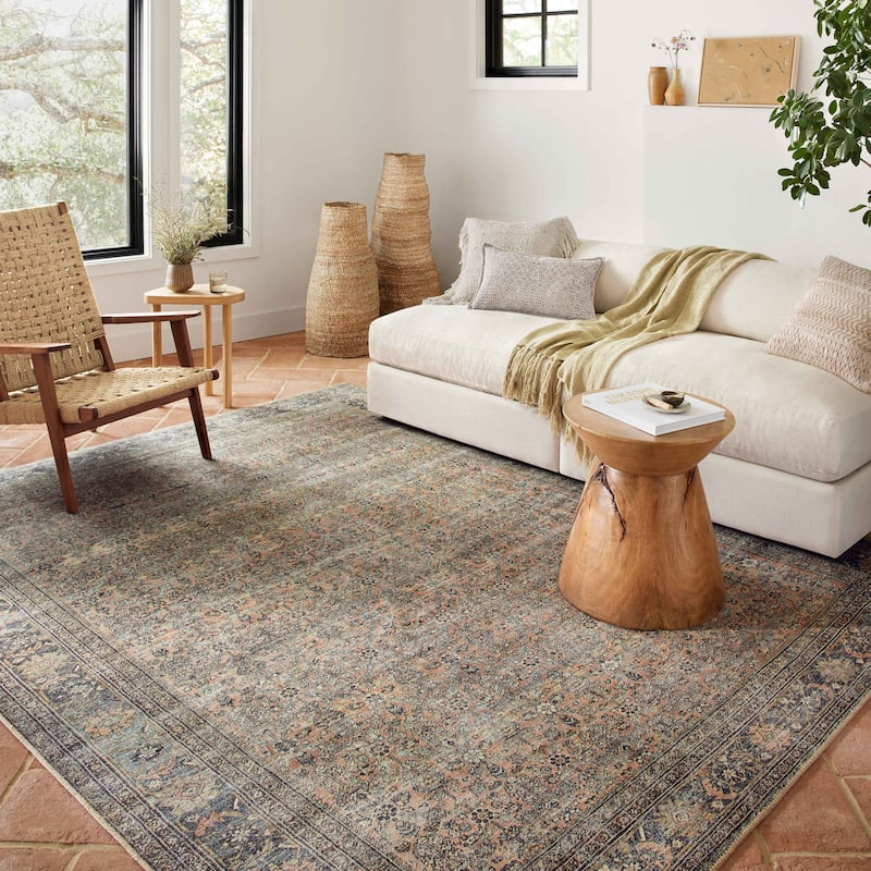 Alexander Home Bella Distressed Floral Area Rug - 7' 6" x 9' 6" - Rectangle
