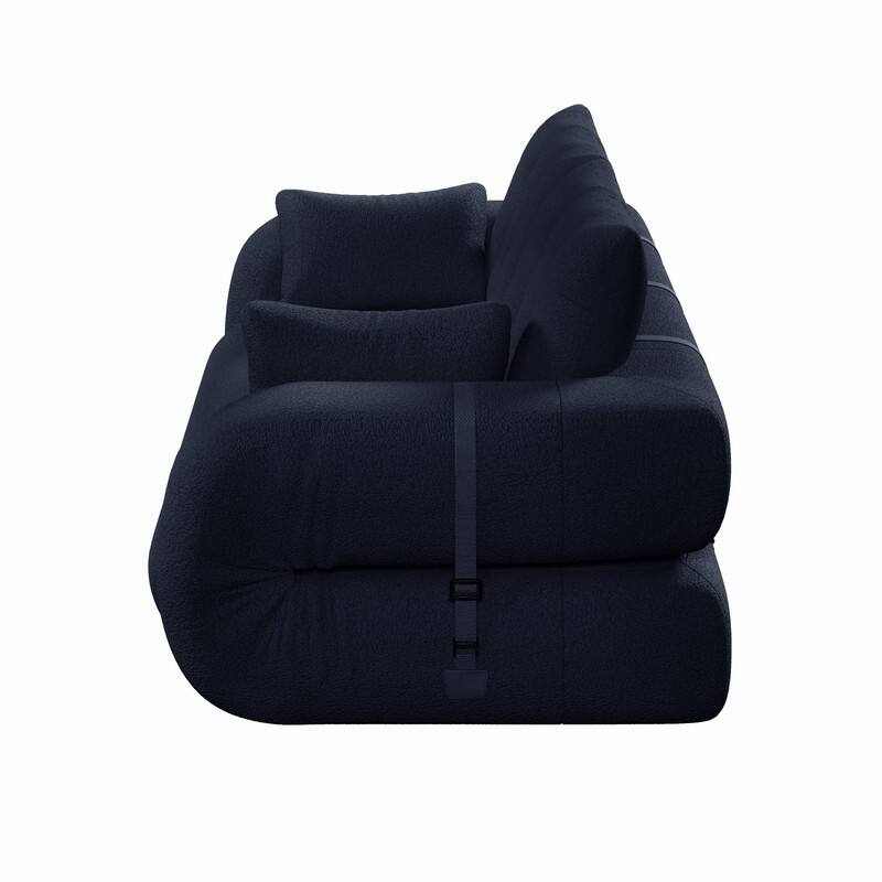 78.7" Multi-Functional Foldable Sofa Bed, 3-in-1 Teddy Fabric Foam Sleeper Couch for Relaxation and Seating