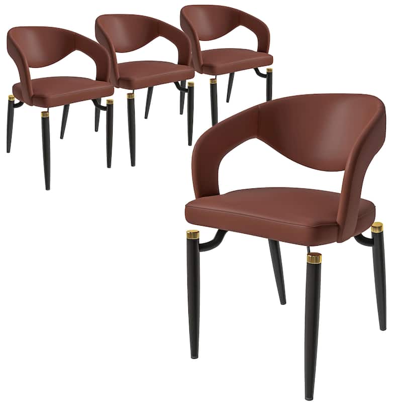 Entice Dining Chairs Set of 4 Upholstered Leather with Iron Legs Modern Accent Arm Chairs