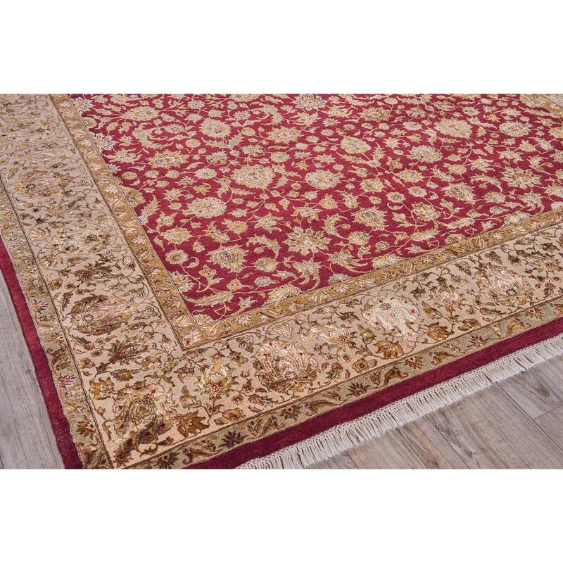 EXQUISITE RUGS ONE-OF-A-KIND Super Fine Tabriz Hand Knotted Burgandy Rug - 8'0"x9'9"