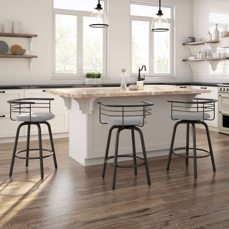 Amisco Turbo Swivel Bar Stool with Distressed Wood Seat