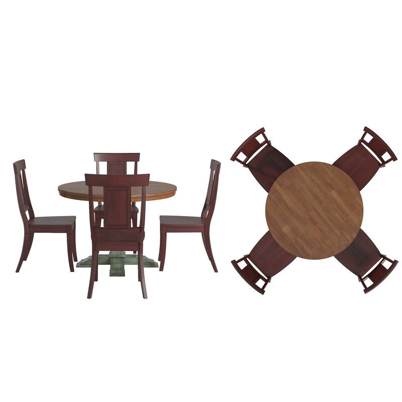 Ronda 45" Round Solid Wood Top Dining Set with Panel Back Chairs