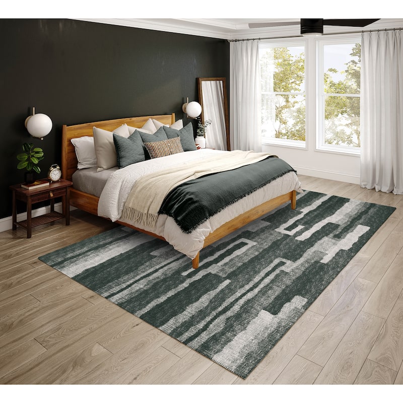 Indoor/ Outdoor Addison Bravado Abstract Striped Washable Area Rug - 10' x 14' - Shadow