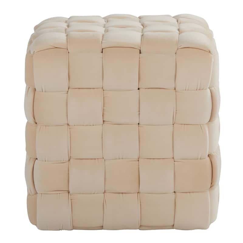 Silver Orchid Camilla Braided Square 16" Ottoman - Cream