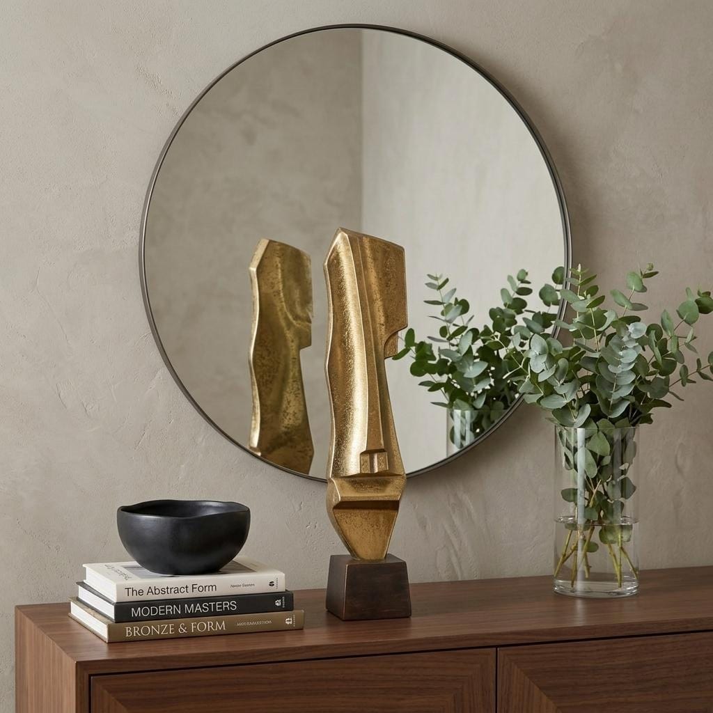 HomeRoots 21" Gold And Bronze Aluminum Hand Painted Statue - 5.00 in. x 21.00 in. x 4.00 in.