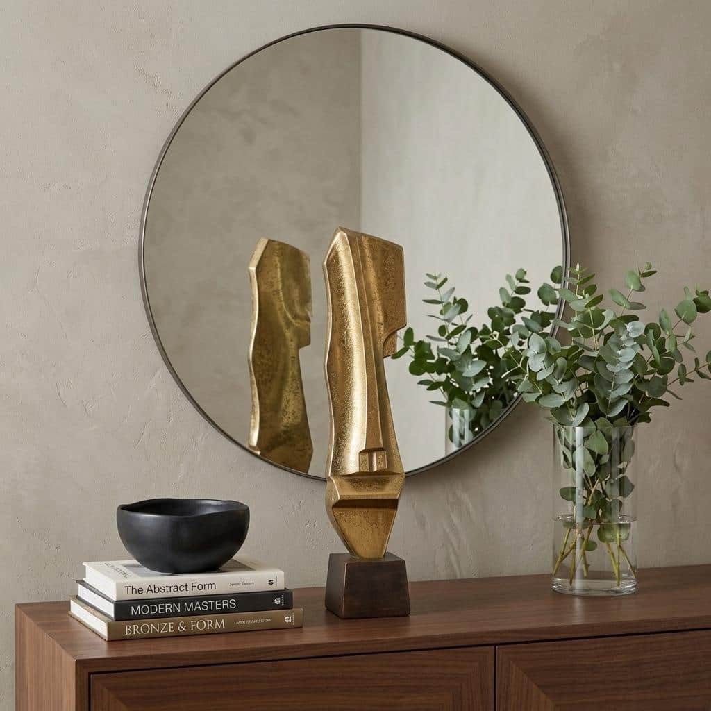 HomeRoots 21" Gold And Bronze Aluminum Hand Painted Statue - 5.00 in. x 21.00 in. x 4.00 in.