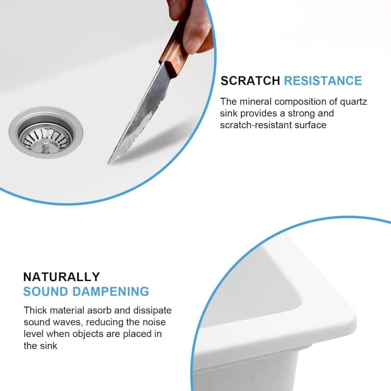 Lordear 33" Kitchen Sink Quartz Composite Undermount Workstation Single Bowl with Accessories