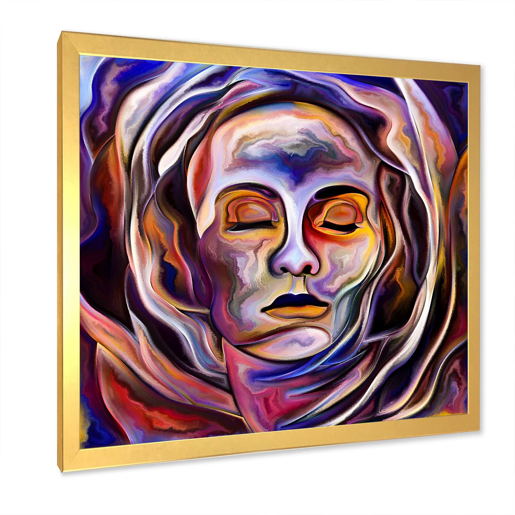 Designart "Flowering Face Portrait III" Modern Framed Wall Art Bed