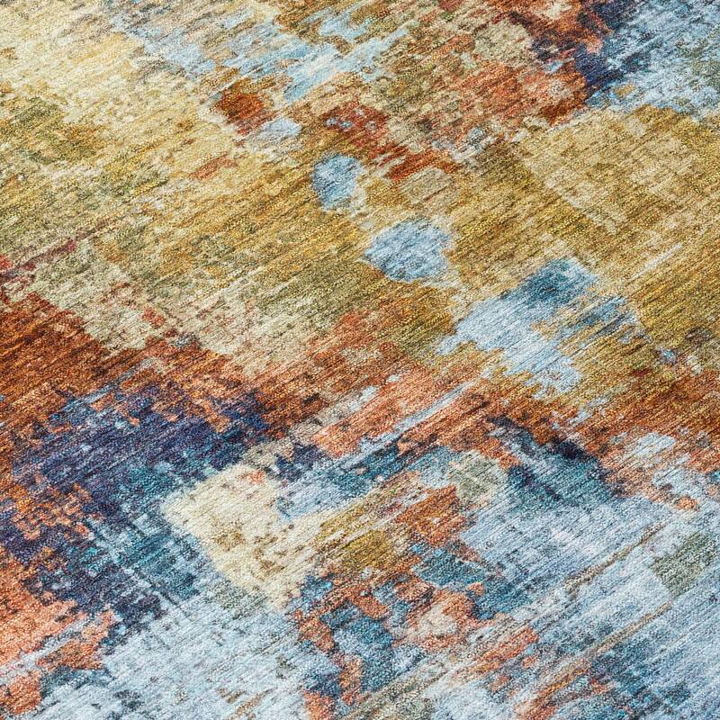 Machine Washable Indoor/ Outdoor Abstact Contemporary Chantille Rug