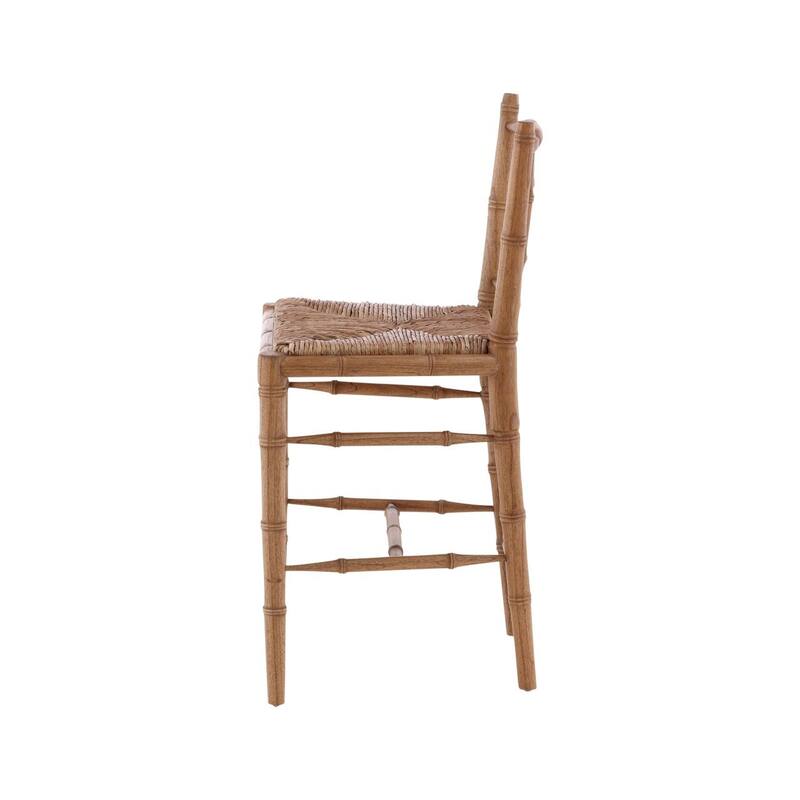 Furniture Classics Natural Mahogany Rush Seat Bamboo Counter Stool