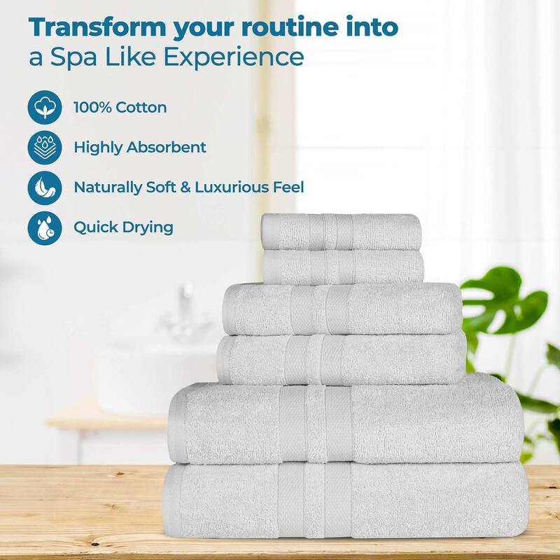 Superior Ultra-Soft Cotton Solid Medium Weight Bath Towel Set of 2
