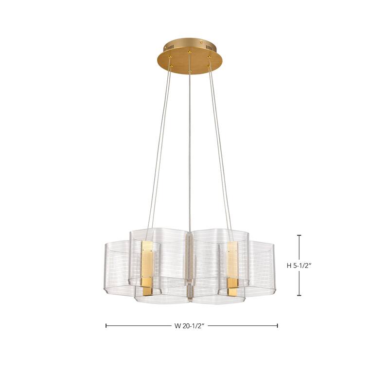 Kenzo LED 6 Light Chandelier Polished Anodized Bronze Finish Light Guide Panel - Polished Anodized Bronze