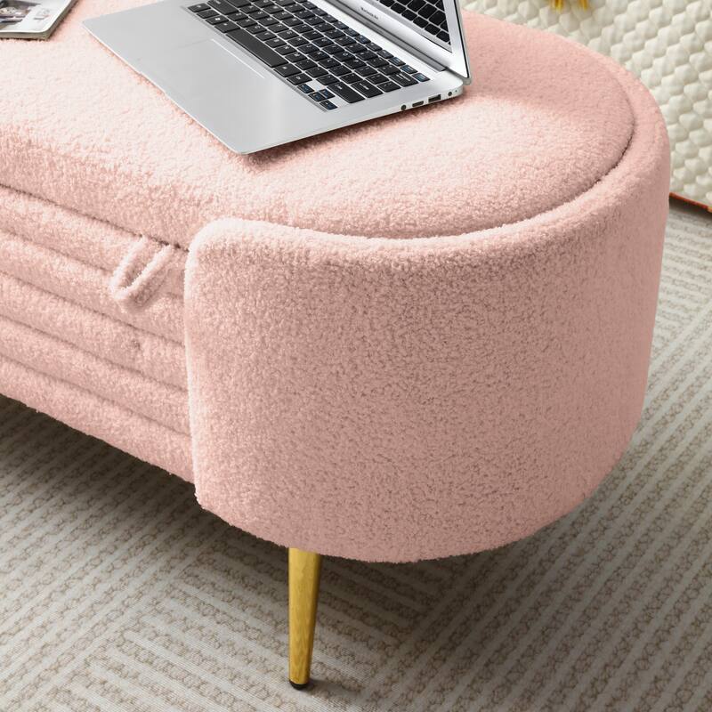 Polyester Upholstered Modern End of Bed Bench with Large Storage Ottoman