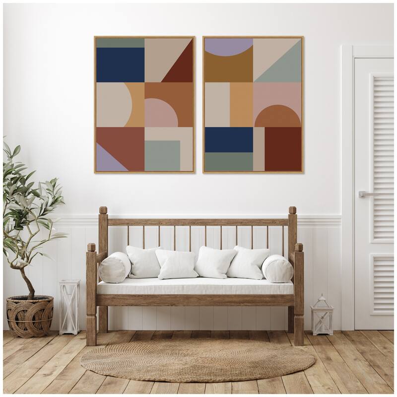 Kate and Laurel Modern Bohemian Pattern 2 Piece Framed Canvas Wall Art Set by The Creative Bunch Studio