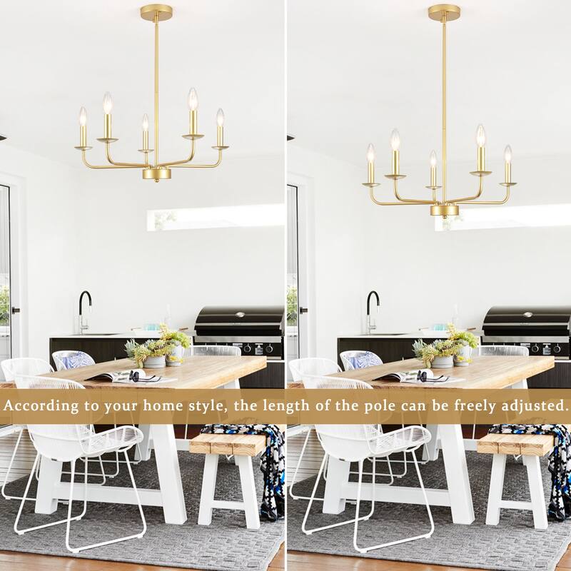 5-Light 24.04 in. Classic Chandelier for Kitchen Living Room