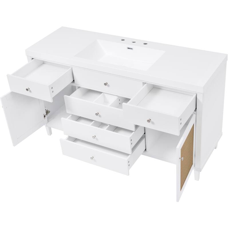 Christopher Knight Home - Emery 60" Bathroom Vanity with SMC Sink, Natural Finish for Modern Large Storage Cabinet