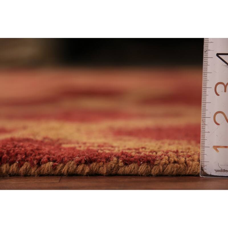 Hand Knotted Oriental 100% Wool Carpet Modern Geometric Red Moroccan Area Rug - 9' 7'' X 7' 11''