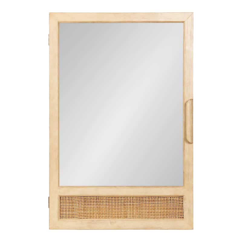 Kate and Laurel Ori Rattan Mirror Vanity Cabinet - 20x30