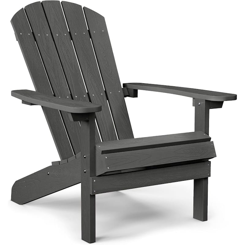 WINSOON All Weather HIPS Outdoor Plastic Adirondack Chair - Dark Grey