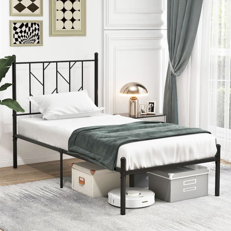Costway Full/Qween/Twin Size Metal Platform Bed Frame Vintage - Twin