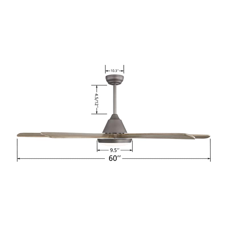 MLiAN Wood Blade LED Ceiling Fan Remote Control 6-Speed DC - 60''