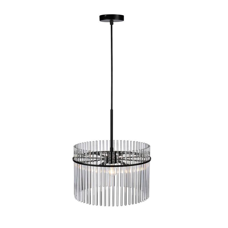 Artcraft Ava 1-Light Semi Flush Mount - Black with Clear Glass Rods Shade