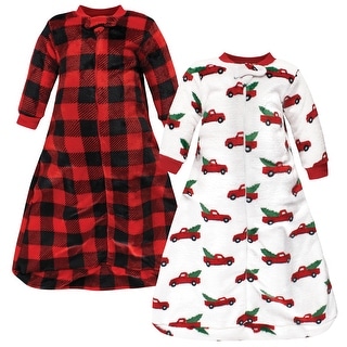 Hudson Baby Unisex Baby Plush Long-Sleeve Sleeping Bag, Sack, Wearable Blanket, Christmas Tree Truck, 0-9 Months