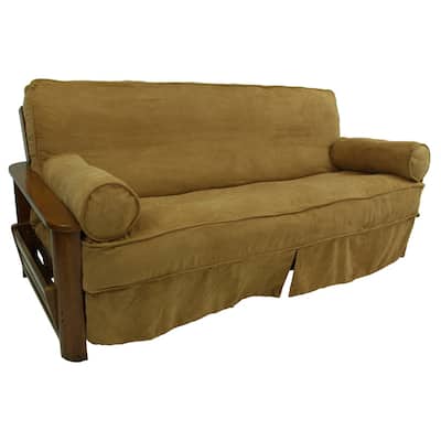 Microsuede Full-Size 8-10 Inch Thick Futon Slip Cover Set with Two Bolster Pillows - Full