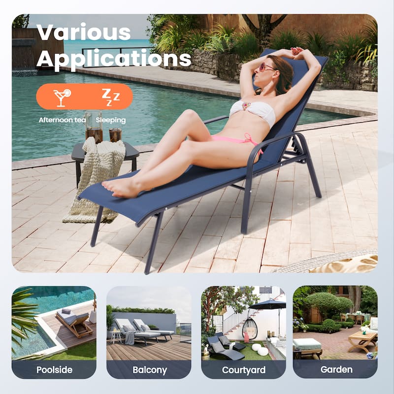 Pellebant Outdoor Patio Adjustable Chaise Lounge Chairs
