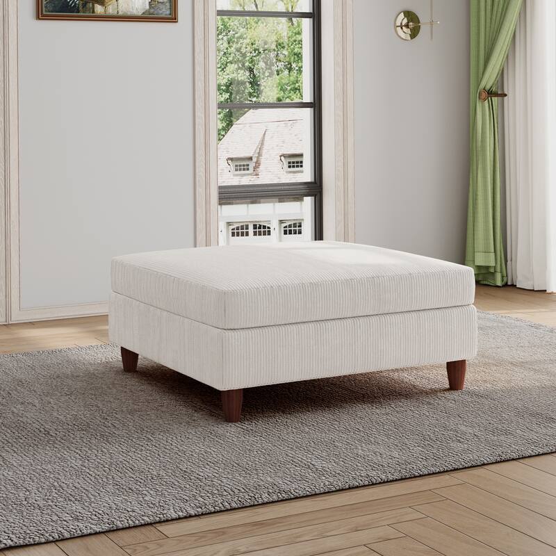 Large Corduroy Ottoman - Beige