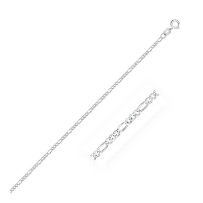 14k White Gold Solid Figaro Chain Necklace 1.9mm
