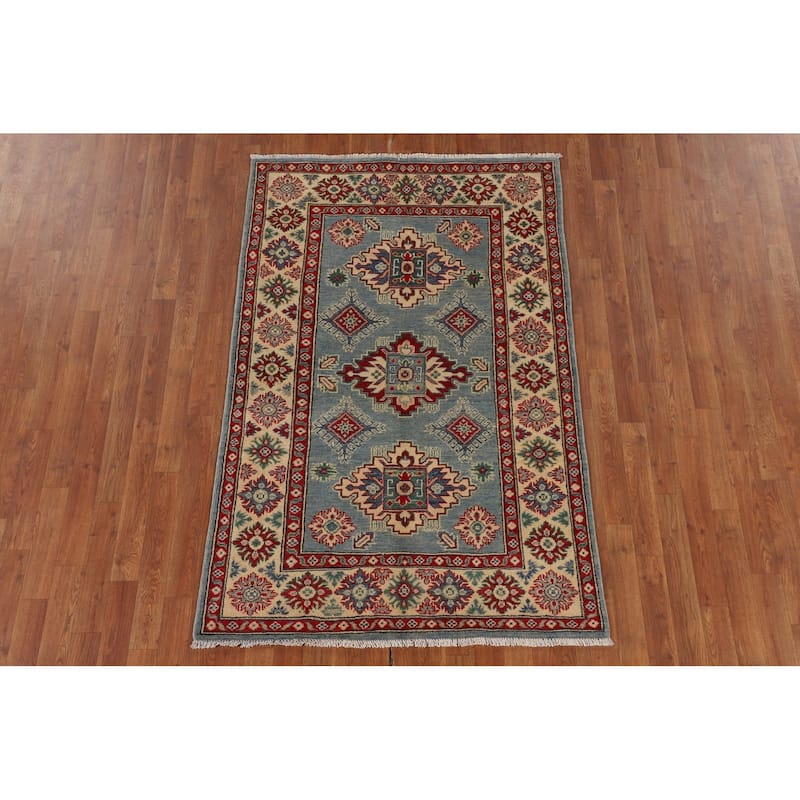 Kazak Rug Handmade Oriental Blue Wool Carpet - 3'10" x 6'0"