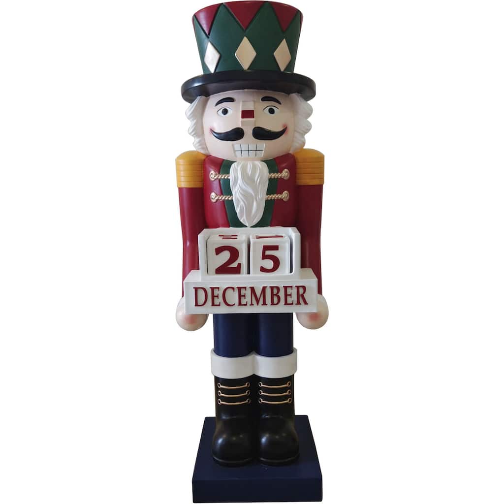 Fraser Hill Farm 60-inch Fiberglass Nutcracker Figurine with Music and Countdown - Multi