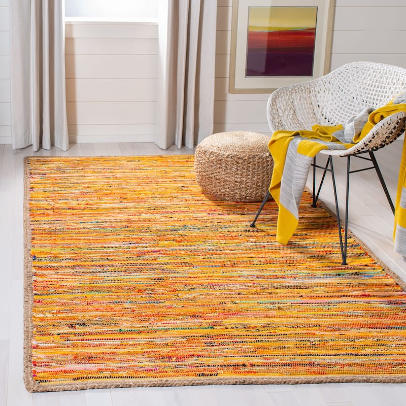 SAFAVIEH Handmade Montauk Ophely Casual Cotton Rug - 3' x 5' - Gold/Natural