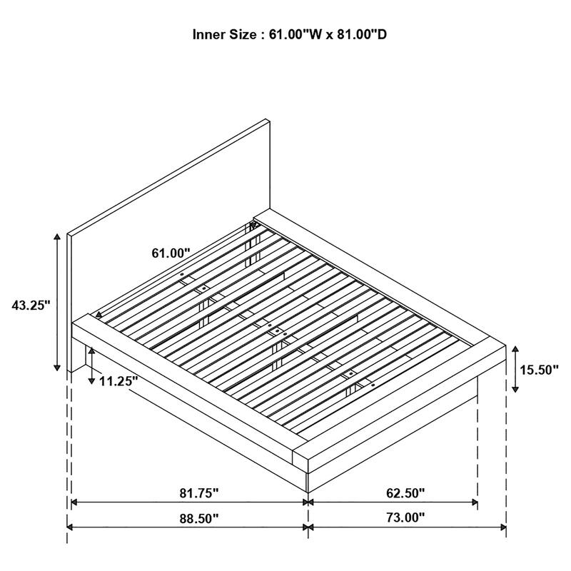 Jessica Contemporary Wood LED Platform Bed