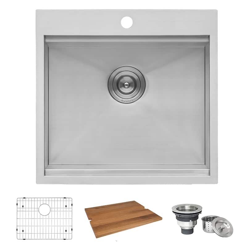 Ruvati 21 x 20 x 12 inch Drop-in Topmount Laundry Utility Workstation Sink 16 Gauge Stainless Steel - 21 x 20 - 21 x 20