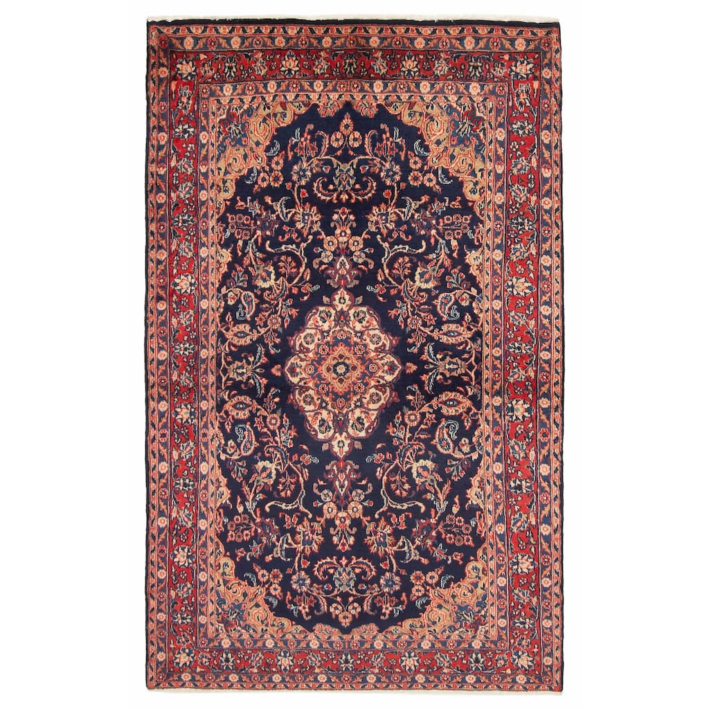 ECARPETGALLERY Hand-knotted Kayseri Vintage Navy Wool Rug - 4'5 x 6'9