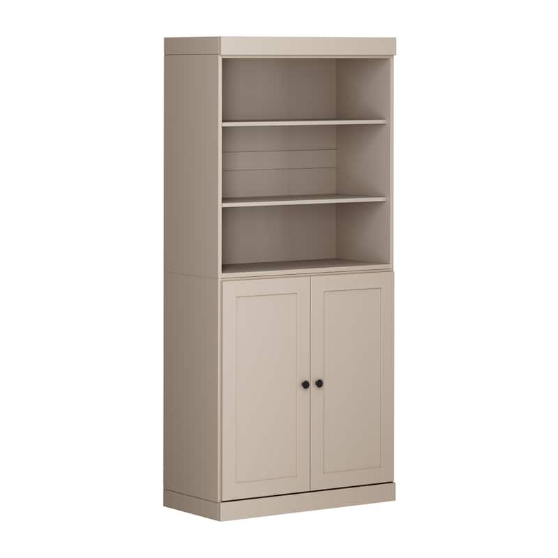 Palace Imports 100% Solid Wood 6-Shelf Bookcase with Shaker Doors and Adjustable Shelves