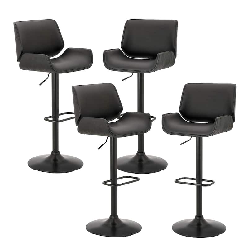 Glitzhome Set of 2 or 4 Modern Height Adjustable Faux Leather Swivel Bar Stools