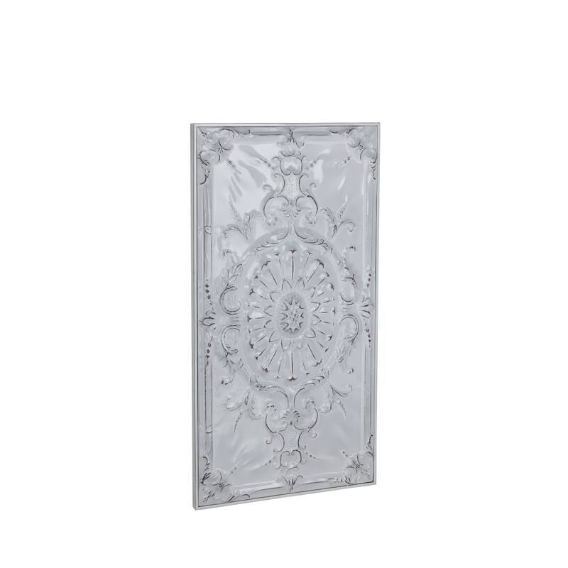 Metal Scroll Wall Decor with Embossed Details - White - Roche River Decor